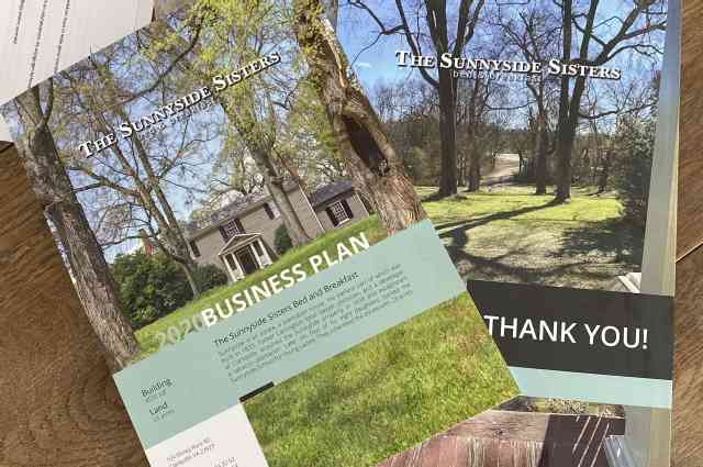 The Sunnyside Sisters Bed and Breakfast / Clarksville VA / Printed businessplan