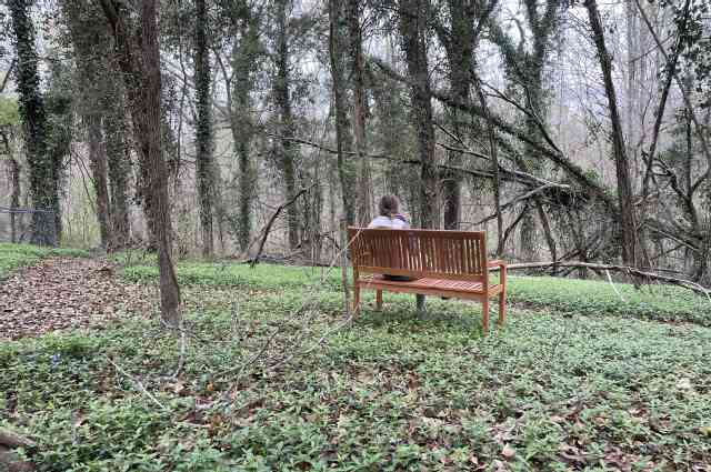 The Sunnyside Sisters Bed and Breakfast / Clarksville VA / Enjoying our new bench