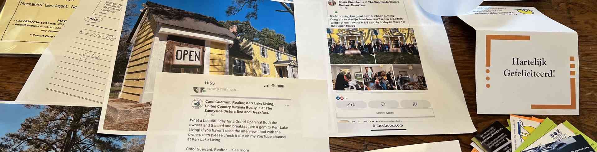 The Sunnyside Sisters Bed and Breakfast / Clarksville VA / Best wishes from so many