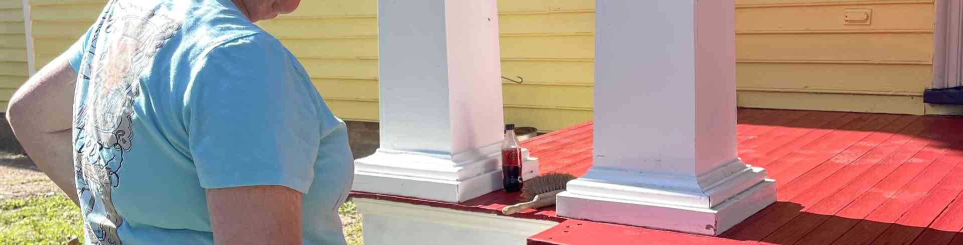 The Sunnyside Sisters Bed and Breakfast / Clarksville VA / Patty just painted the deck with a first coat paint