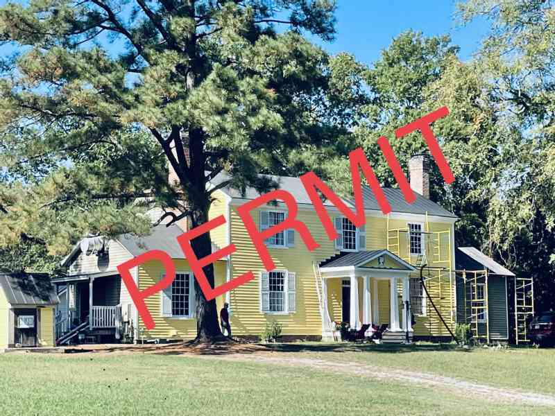 Yesterday M went to the County of Mecklenburg in Boydton VA to get the permit for the plumbing, electric, framing and addition. As licensed help is hard to get…