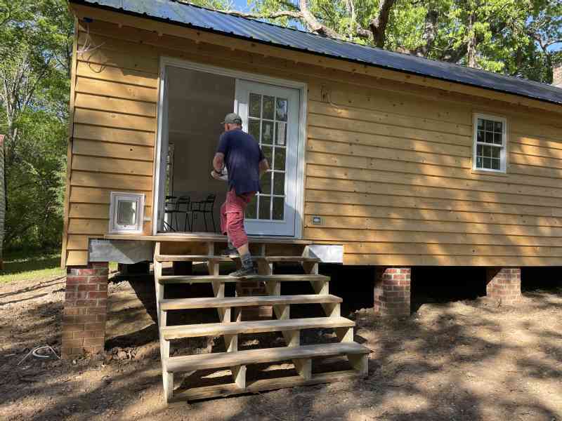We don't know what exactly happened but our contractor finished our home today!The doors were put in, the cat door was installed, also the soap 'holder' in the…