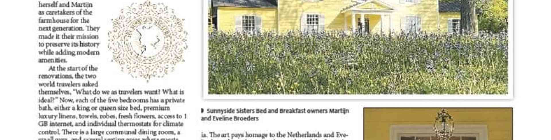 The Sunnyside Sisters Bed and Breakfast / Clarksville VA / Newspaper article about us page 1
