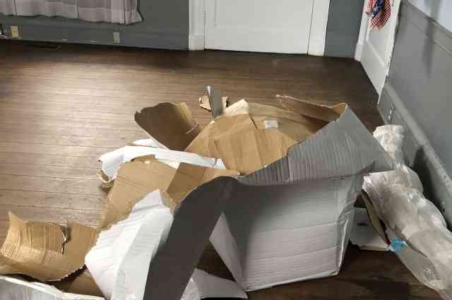 The Sunnyside Sisters Bed and Breakfast / Clarksville VA / Unpacking - trash piles up