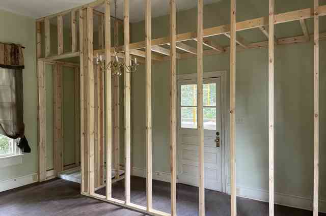 The Sunnyside Sisters Bed and Breakfast / Clarksville VA / Framing bathroom  1 is done