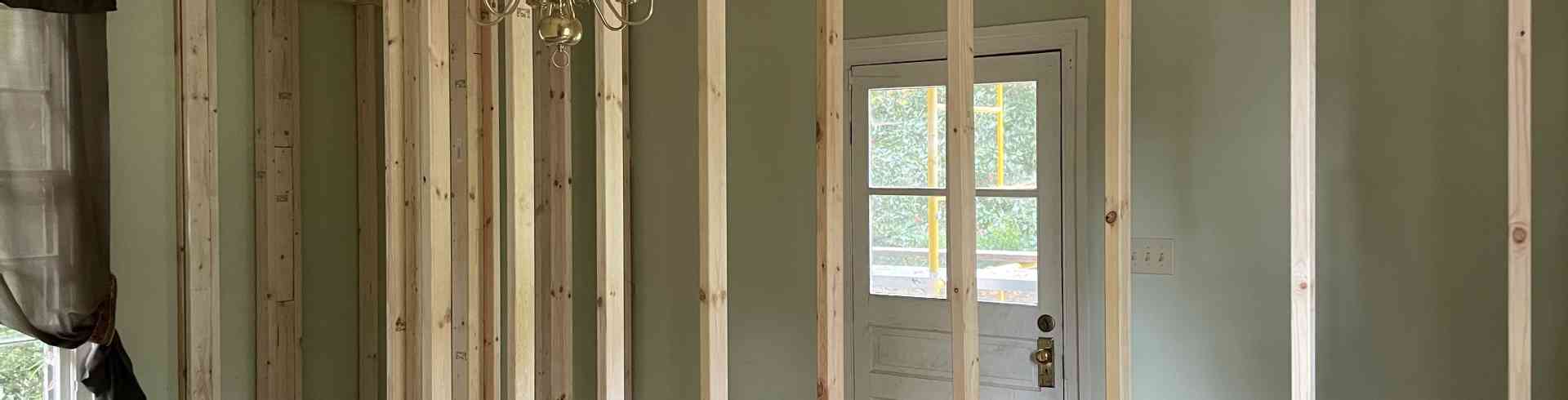 The Sunnyside Sisters Bed and Breakfast / Clarksville VA / Framing bathroom  1 is done