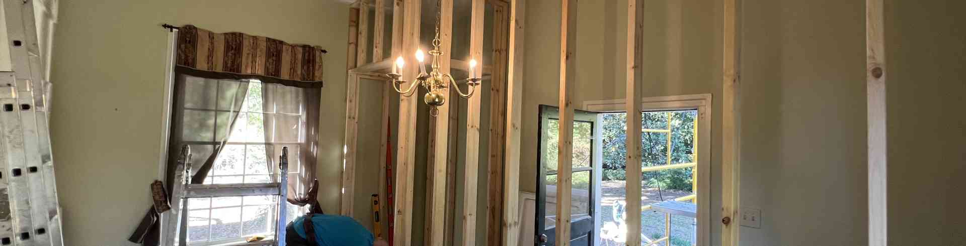 The Sunnyside Sisters Bed and Breakfast / Clarksville VA / Brad working hard on the framework