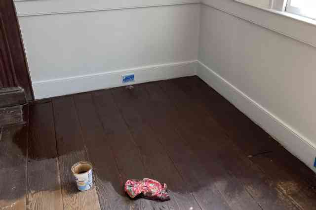 The Sunnyside Sisters Bed and Breakfast / Clarksville VA / Upstairs bedroom being stained