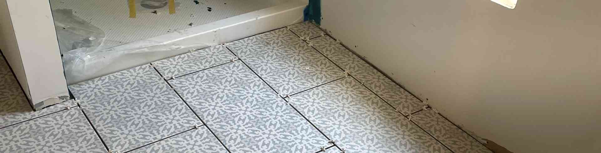 The Sunnyside Sisters Bed and Breakfast / Clarksville VA / Tiled bathroom floor and sealed shower