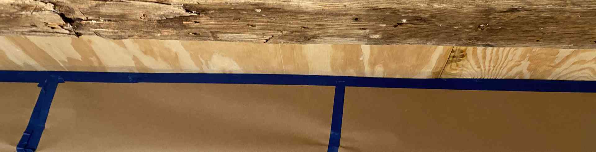 The Sunnyside Sisters Bed and Breakfast / Clarksville VA / Preparing the beams for spray paint