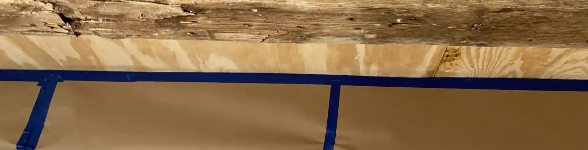 The Sunnyside Sisters Bed and Breakfast / Clarksville VA / Preparing the beams for spray paint