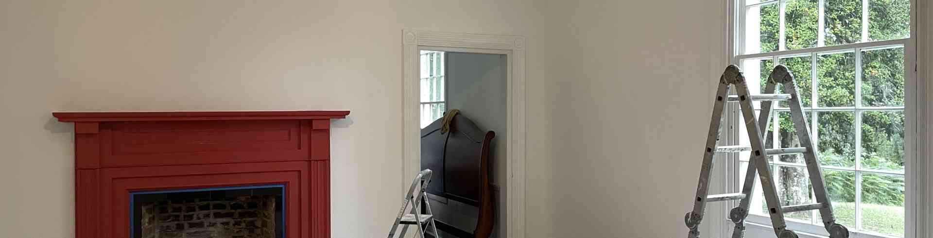 The Sunnyside Sisters Bed and Breakfast / Clarksville VA / Mantle and walls painted room nr 1