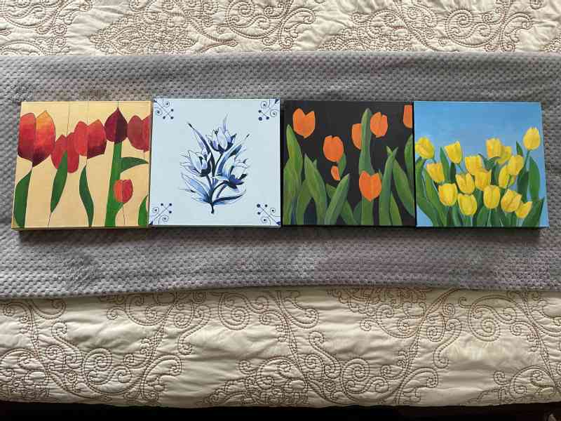 Got a package from The Netherlands today! Four paintings with tulips, different colors in different styles. My mom, who makes paintings for so many years now,…