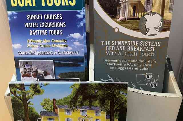 The Sunnyside Sisters Bed and Breakfast / Clarksville VA / restock your folders, rackcards and business cards at the Sunnyside Sisters Bed and Breakfast