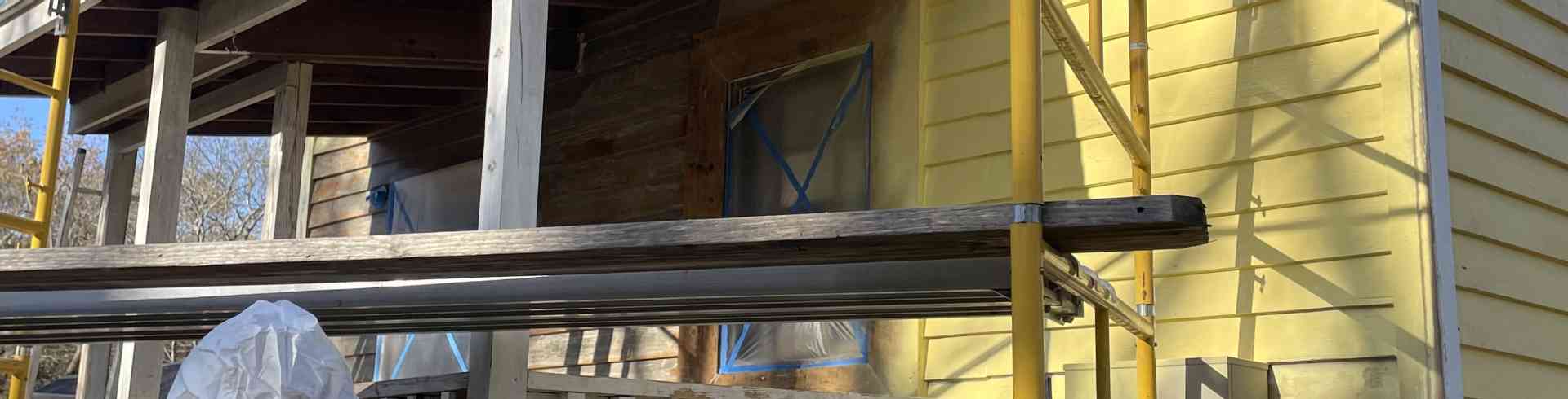 The Sunnyside Sisters Bed and Breakfast / Clarksville VA / M spray painting kitchen side