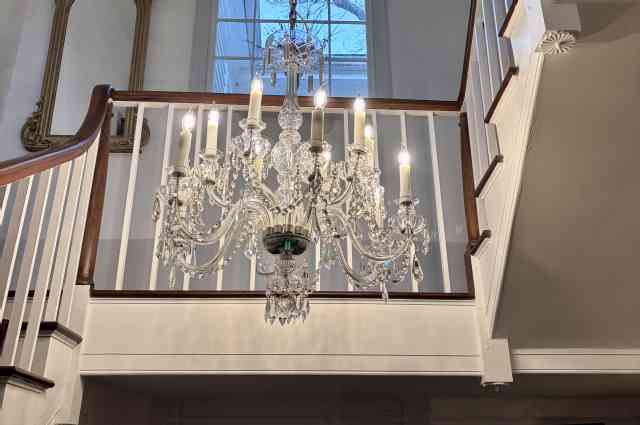 The Sunnyside Sisters Bed and Breakfast / Clarksville VA / Antique chandelier lobby Sunnyside Sisters B&B