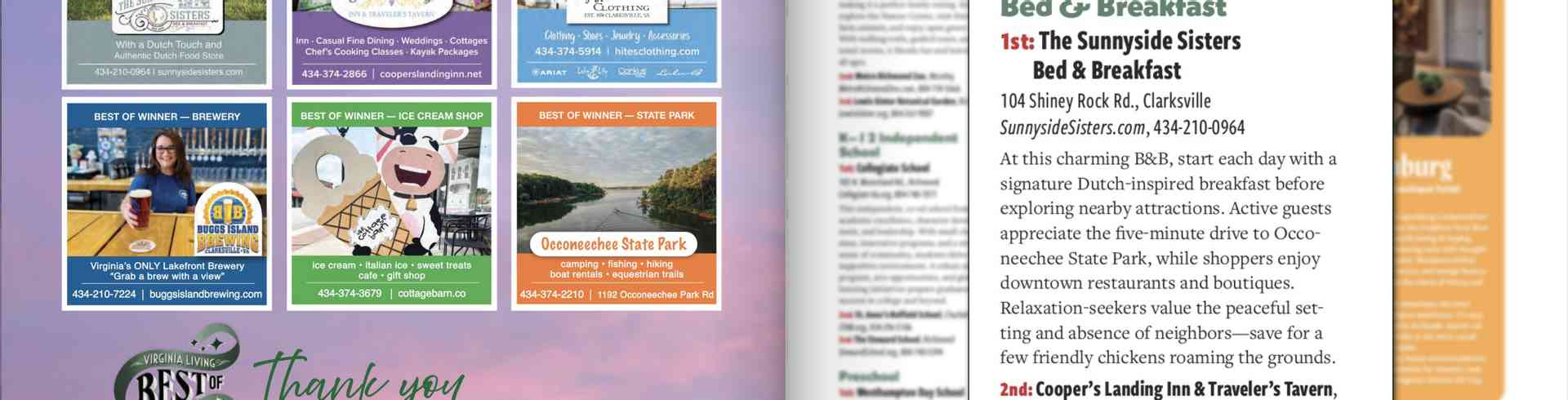 The Sunnyside Sisters Bed and Breakfast / Clarksville VA / We've been voted 'Best Bed and Breakfast of (Central) Virginia'!